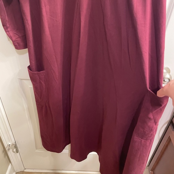 eShakti Women's Burgundy Cowl Neck A-Line Long-sleeved Dress, Size XL - 18 - Picture 2 of 5